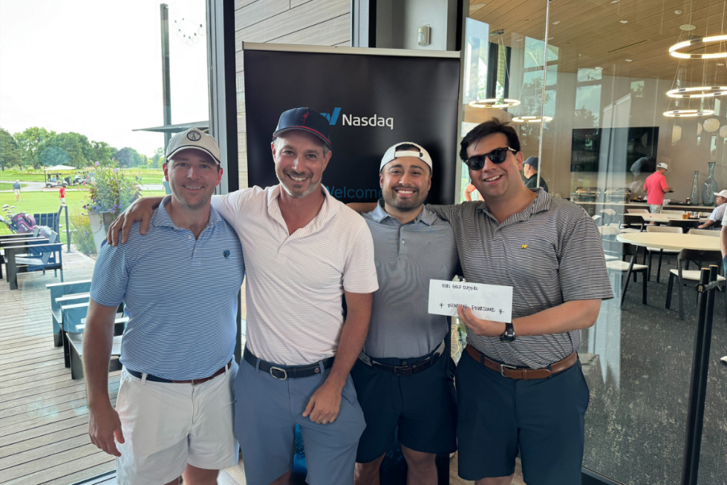 The winning foursome from our NIRI Chicago Annual Golf Outing: Brooks Rennie (Chicago Chapter President, Byline Bank), Dan Lotzof (Notified), Sebastian Vasquez (Nasdaq), and Ed (Wintrust).